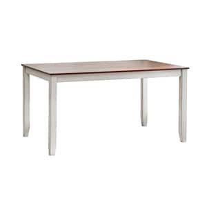 Ellsworth 59 in. Rectangle Clay White Wood Top with Solid Wood Frame (Seats 6)