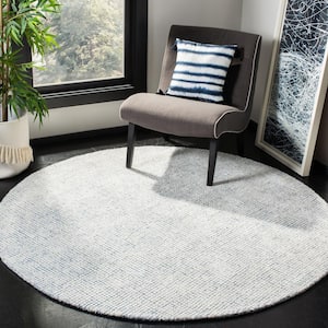 Abstract Ivory/Blue 4 ft. x 4 ft. Geometric Gradient Round Area Rug