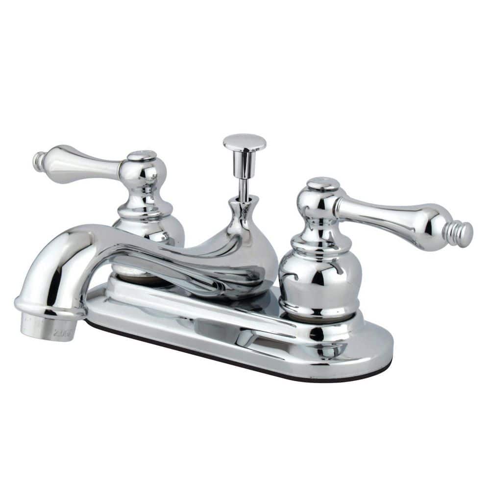 Restoration 4 in. Centerset 2-Handle Bathroom Faucet with Plastic Pop-Up in Polished Chrome price history on PriceWatchPro