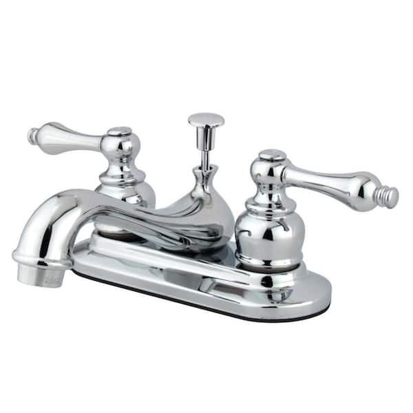 Kingston Brass Restoration 4 in. Centerset 2-Handle Bathroom Faucet with Plastic Pop-Up in Polished Chrome