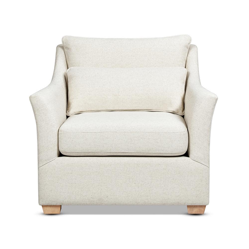 Ada 38" White Linen Flared Arm Accent Chair