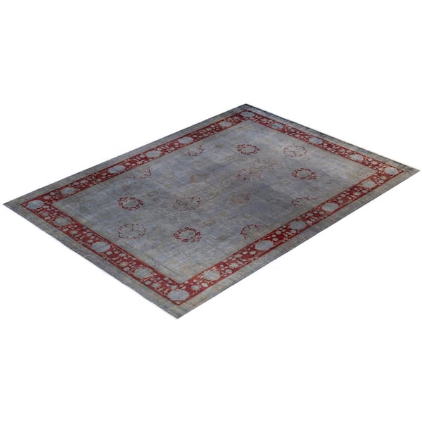 Overdyed Gray 9 ft. 1 in. x 12 ft. 7 in. Wool Indoor Area Rug
