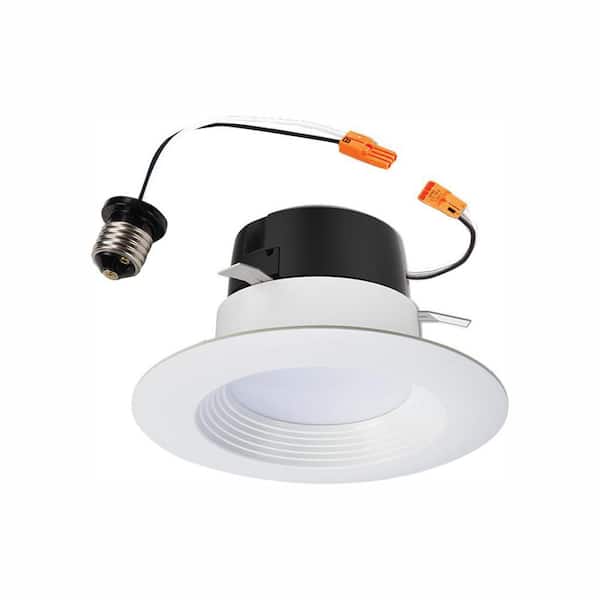 HALO LT4 Series 4 in. Selectable CCT (3000K-5000K) Integrated LED, White Recessed Light, Dimmable Retrofit Trim