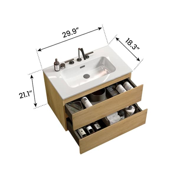Staykiwi 30 in. W x 18 in. D x 21 in. H Single Sink Wall-Mounted