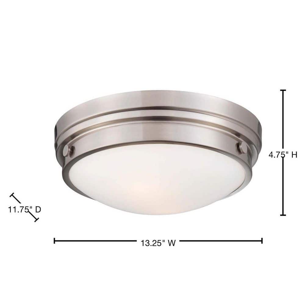 Elegant Brushed Nickel 2-Light Flush Mount with Clear White Painted Glass