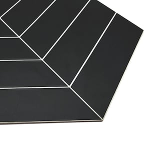 Chevron 12.2 in. x 13.4 in. Peel and Stick Backsplash Tile Stone Composite Wall Tile Black (10 Tiles, 8.61 sq.ft.)