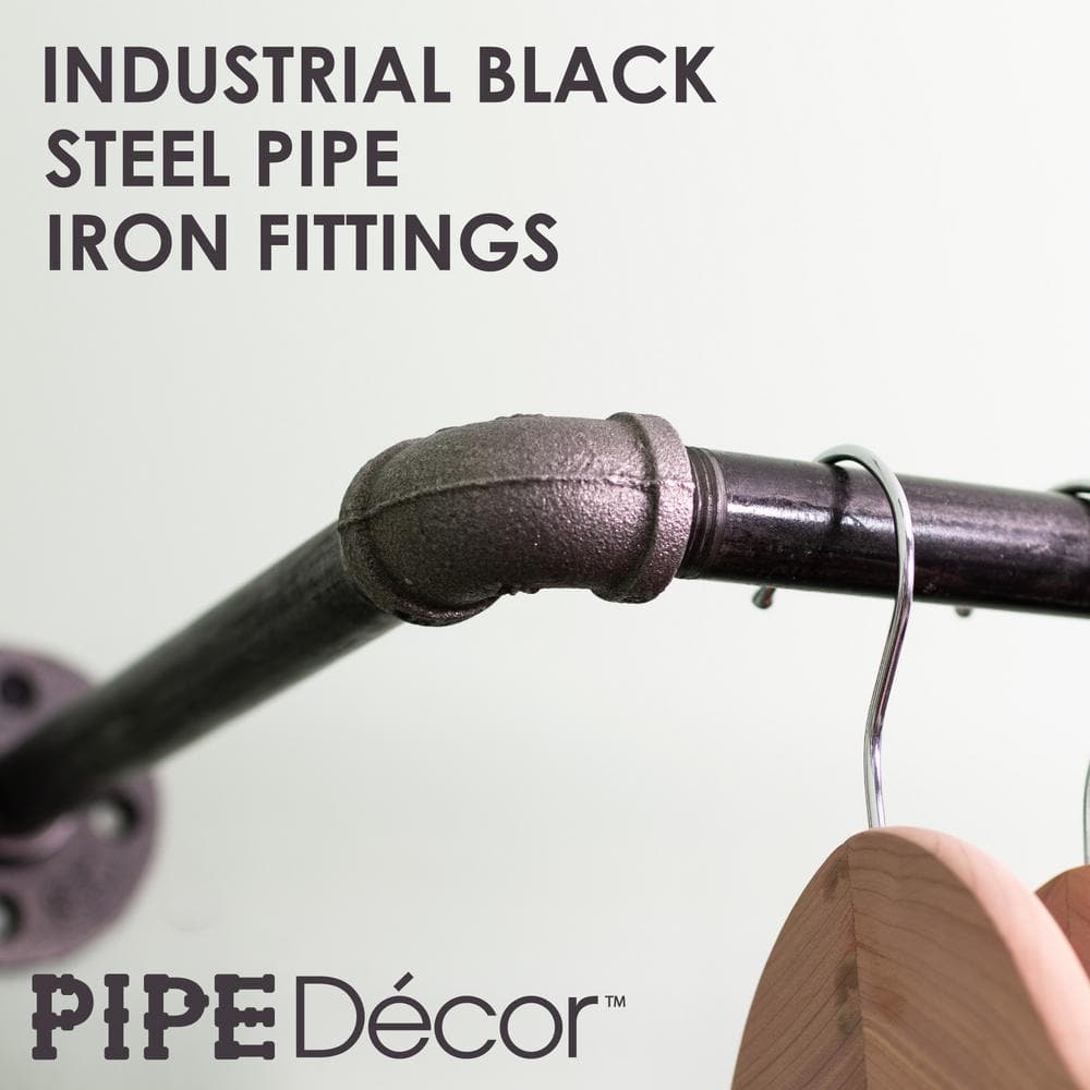 2 ft Black Industrial Steel Pipe Wall Mounted Clothing Rack
