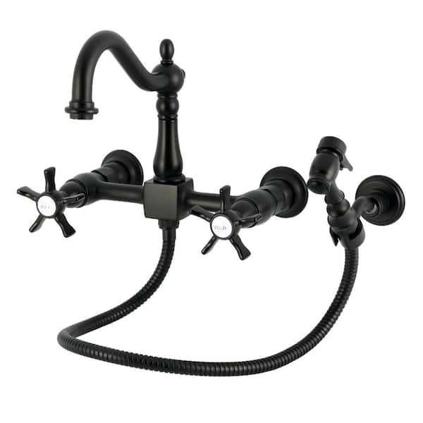Hamilton 2-Handle Wall Mount Standard Kitchen Faucet in Matte Black