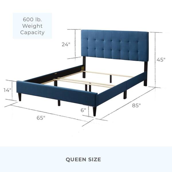 geluk nietig boog Brookside Sue 65 in. W Blue Navy Queen Upholstered and Wood Frame Platform  Bed Box Spring Required BSQQCO01UB-B - The Home Depot