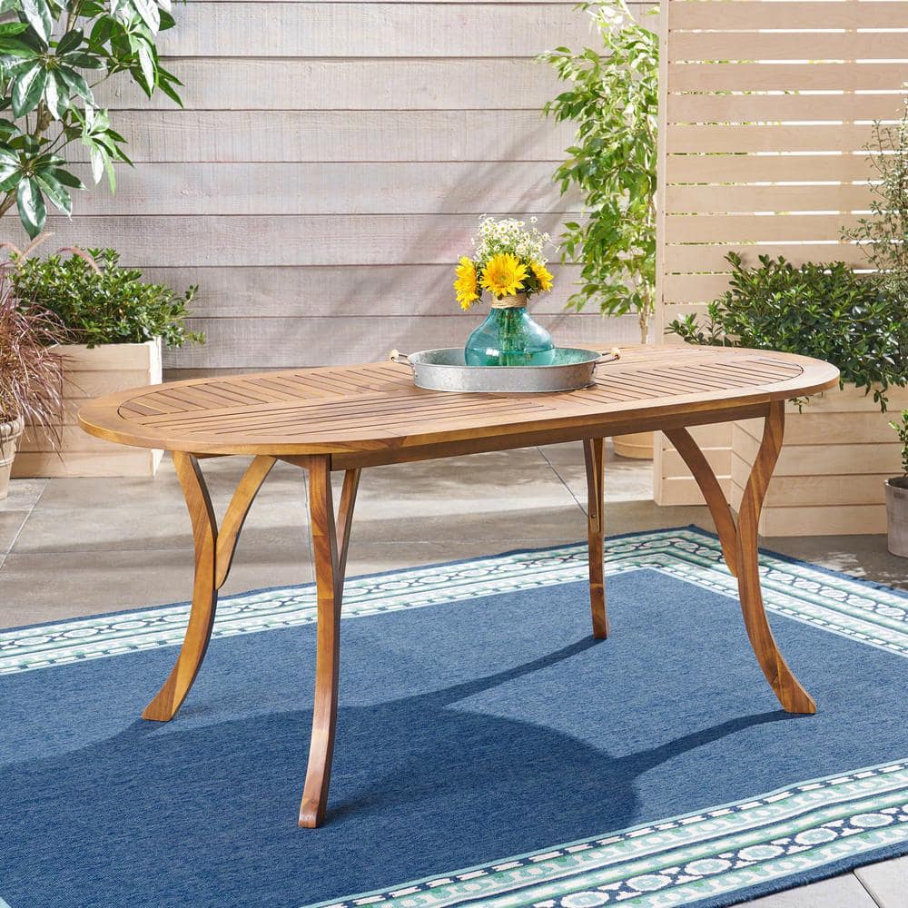 Teak Oval Acacia Wood 70'' Outdoor Dining Table