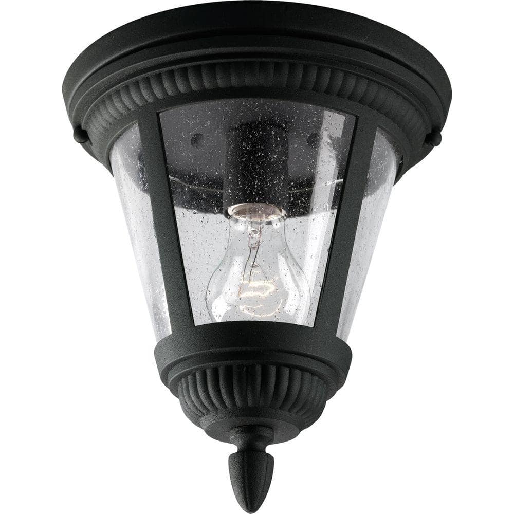 Progress Lighting Westport 9-in W Black Outdoor Flush Mount Light Progress Lighting Westport 9-in W Black Outdoor Flush Mount Light
