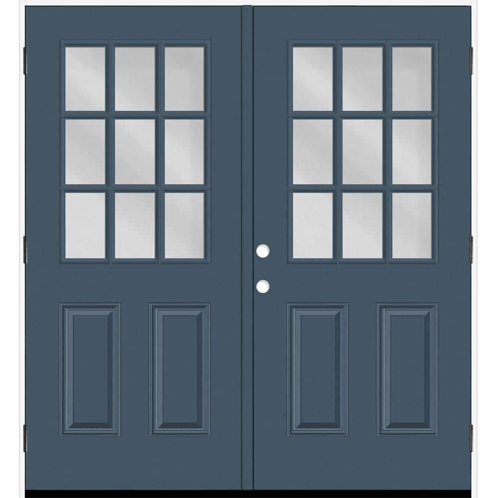 Reliant 64 in. x 80 in. 2P 1/2L 9L-SDL ClearGlass LHOS DarkDenim Finish Fiberglass Double Prehung Front Door w/6in. Jamb price history on PriceWatchPro