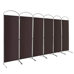 6-Panels Folding Privacy Screen 6 ft. Tall Fabric Privacy Screen for Home in Brown