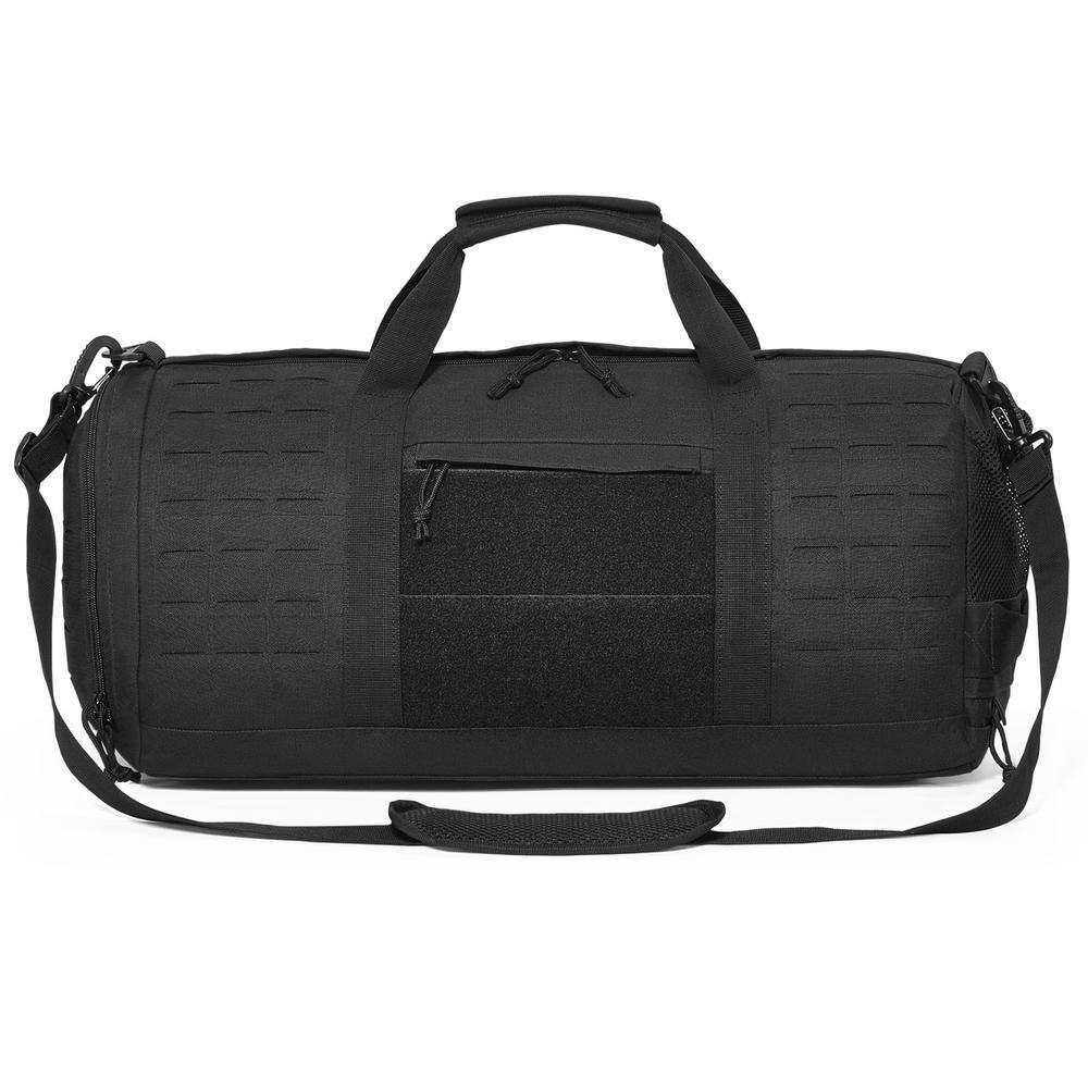 45L Tactical Duffle Bag, 21.65 in. Black Backpack with Shoe Compartment, Military Gear Bag for Sports, Fitness, Travel