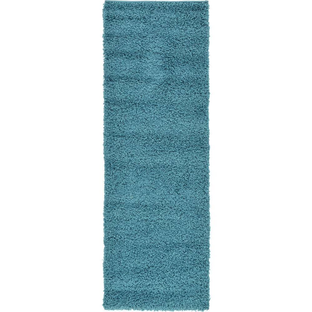 Blue Shag Reversible Runner Rug for Kids