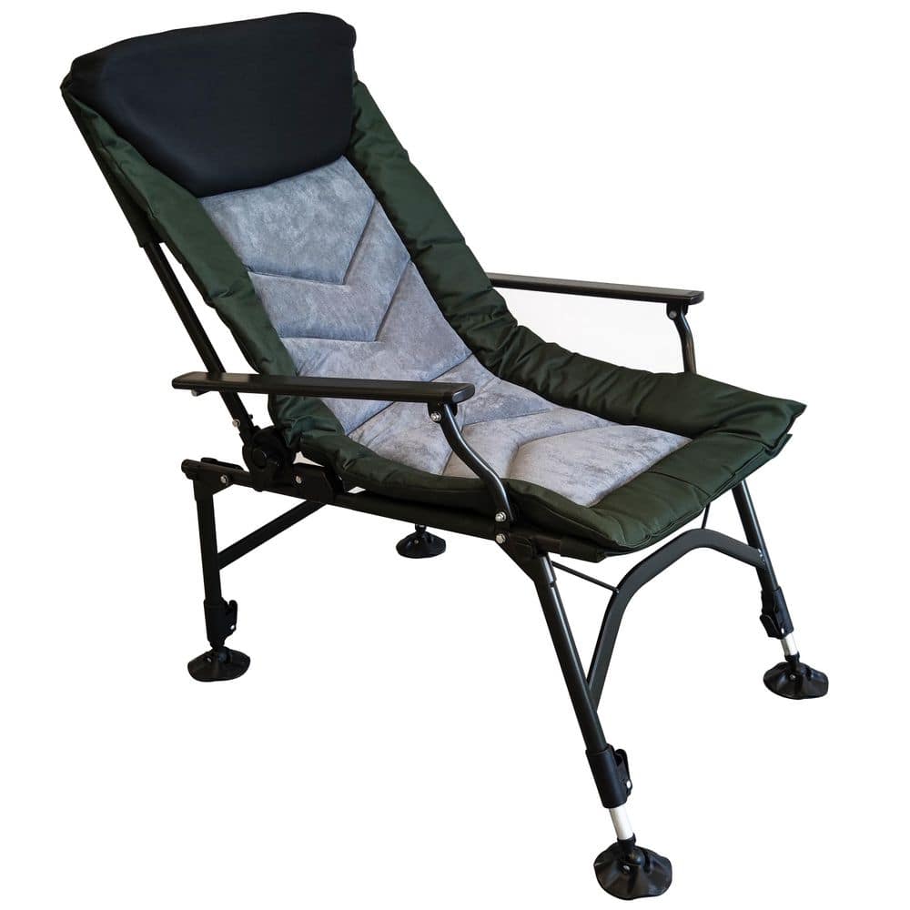 Black Stainless Steel Portable Camping Lounge Chair with Adjustable backres