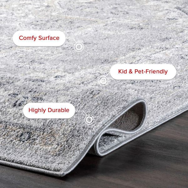 nuLOOM Gena Light Grey 8 ft. x 8 ft. Distressed Transitional