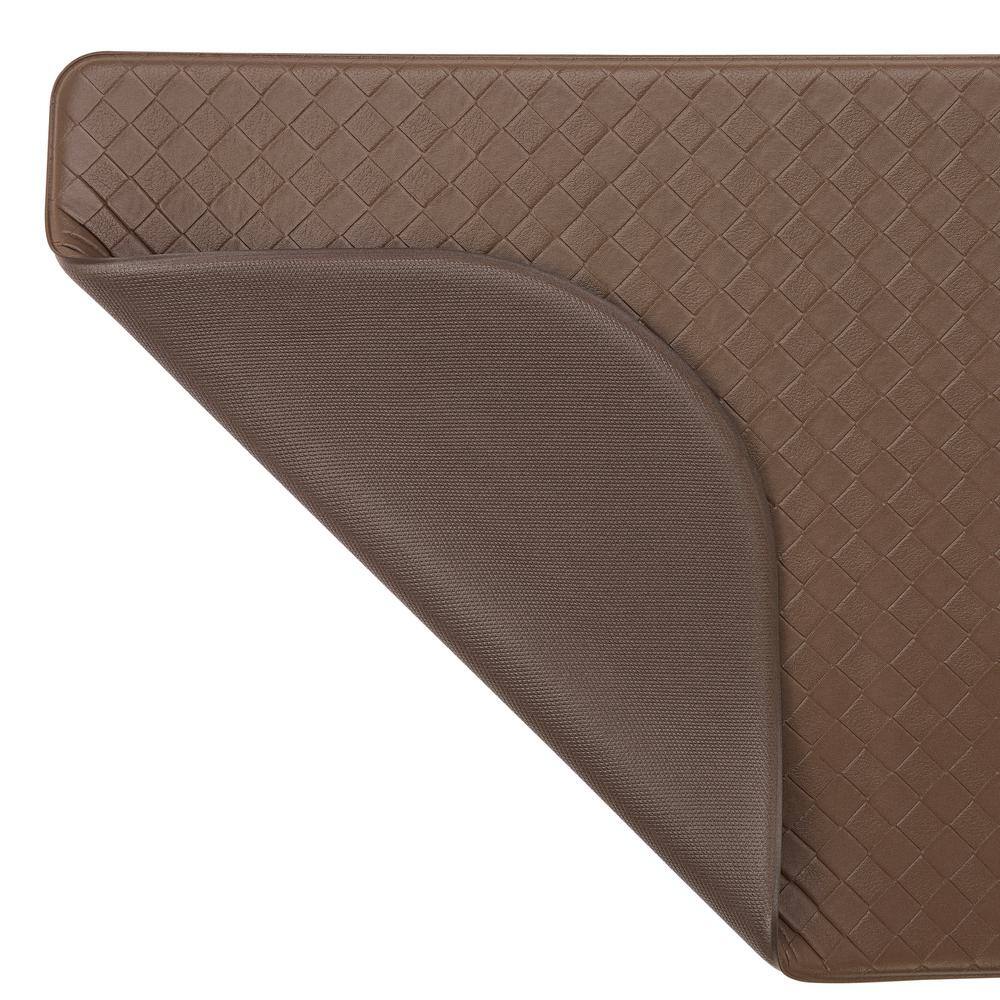 Mocha Anti-Fatigue Kitchen Mat with Basketweave Design, 17.5 x 60 inches