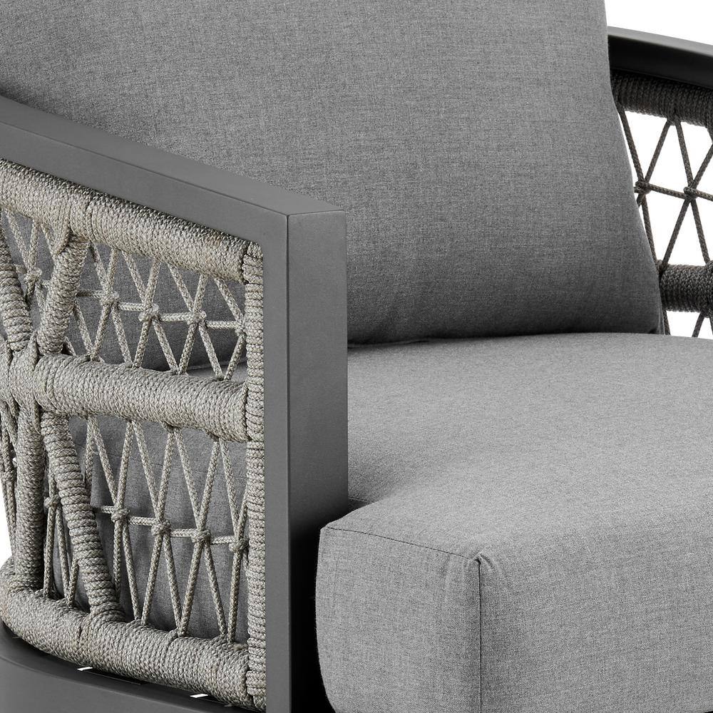 Zella Gray Aluminum Outdoor Patio Armchair with Cushions