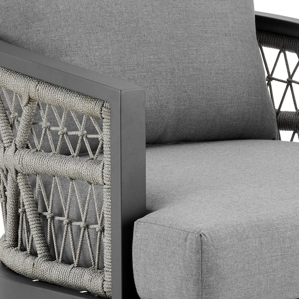 Armen Living Zella Aluminum Outdoor Lounge Chair with Earl Gray