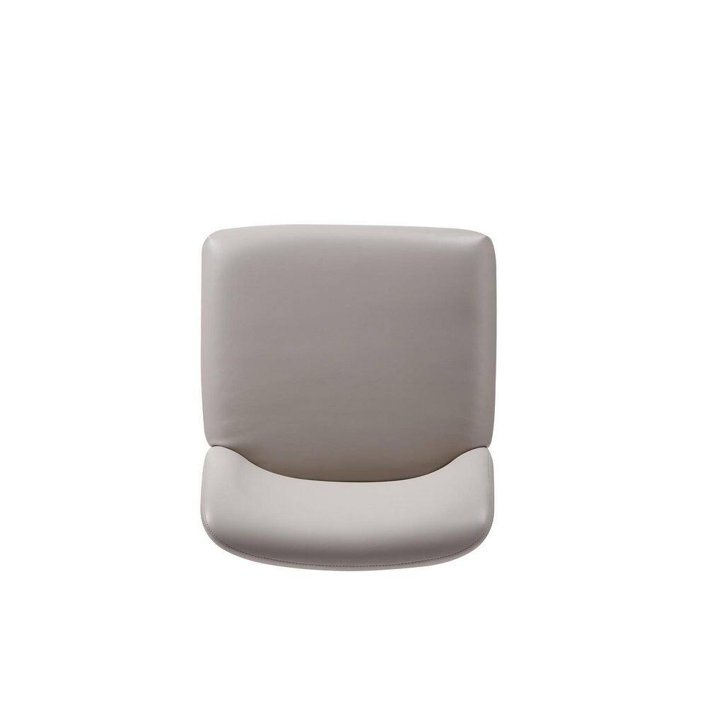 Light Grey Faux Leather Upholstered Side Chair Set with Metal Base