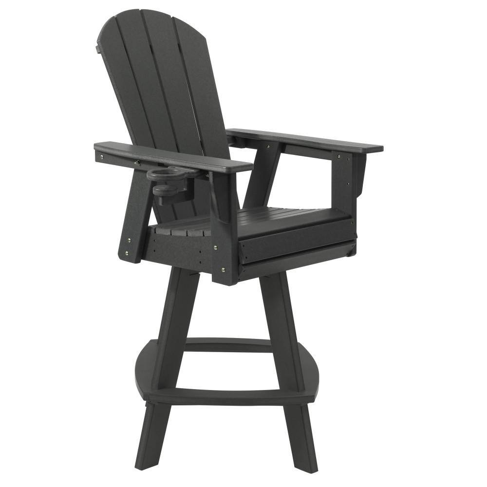 Laguna Fade Resistant Outdoor Patio HDPE Adirondack Swivel Bar Height Chair with Cup Holder, Gray price history on PriceWatchPro