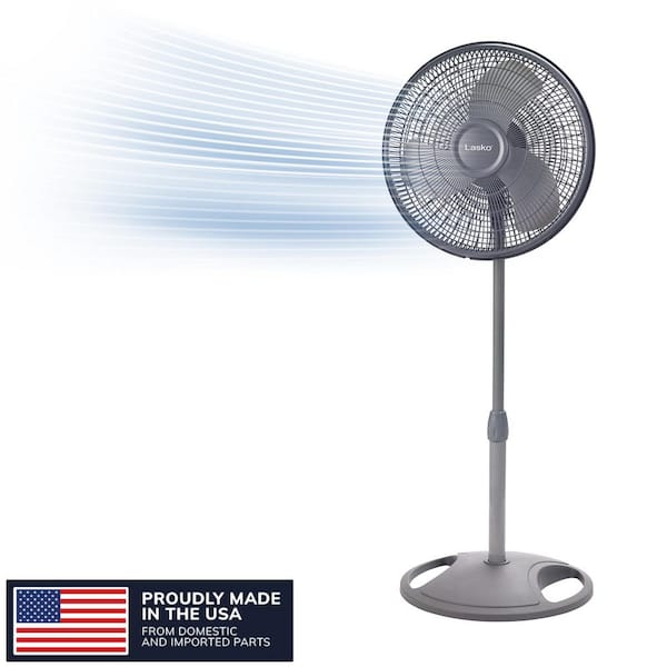 16 in. 3 Speed Oscillating Pedestal Fan with Adjustable Height, Easy Assembly, and Quiet Cooling for Any Room in Gray