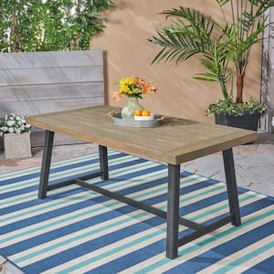 Raphael Sandblast Grey and Black Rectangular Wood Outdoor Patio Dining Table