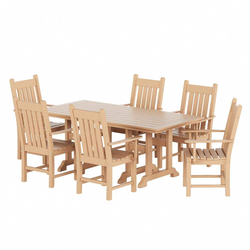 Teak Outdoor Patio Dining Armchair with Contoured Back