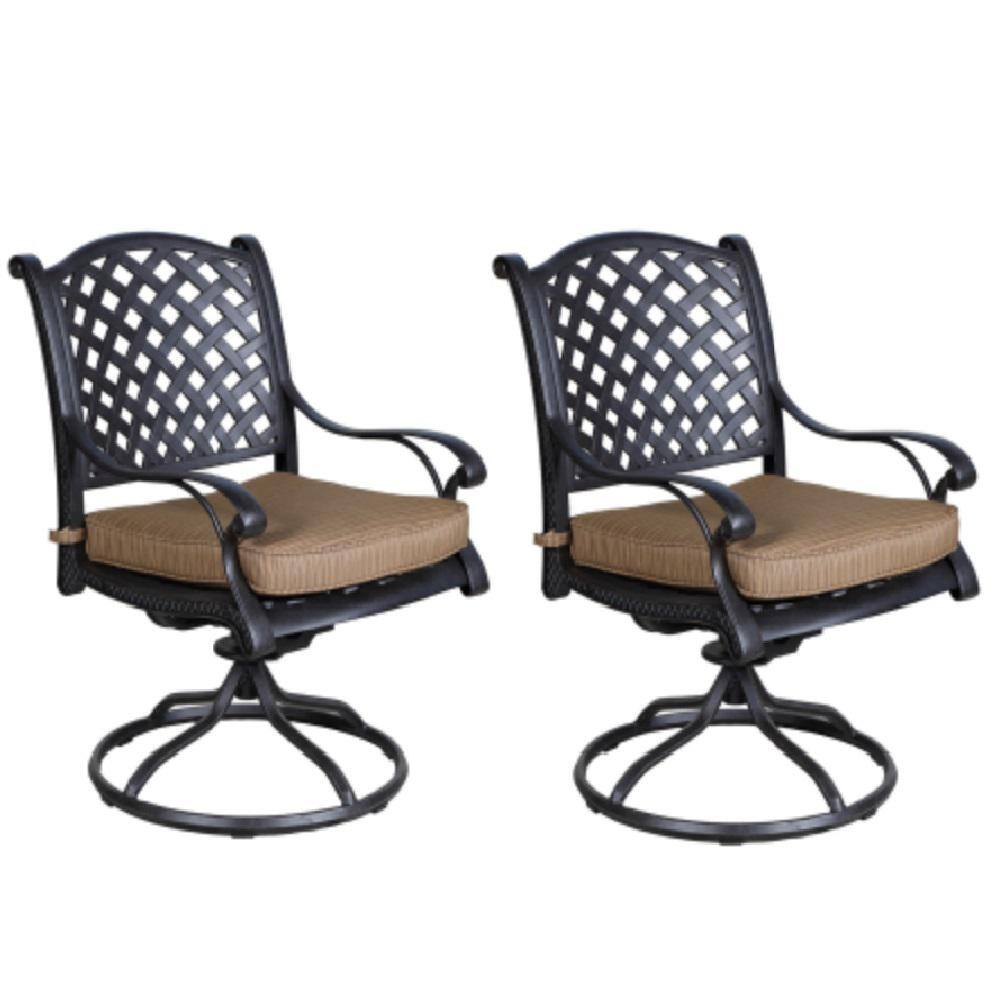 Brown Aluminum Outdoor Dining Swivel Rocker Chair with Cushion (2-Pack) price history on PriceWatchPro