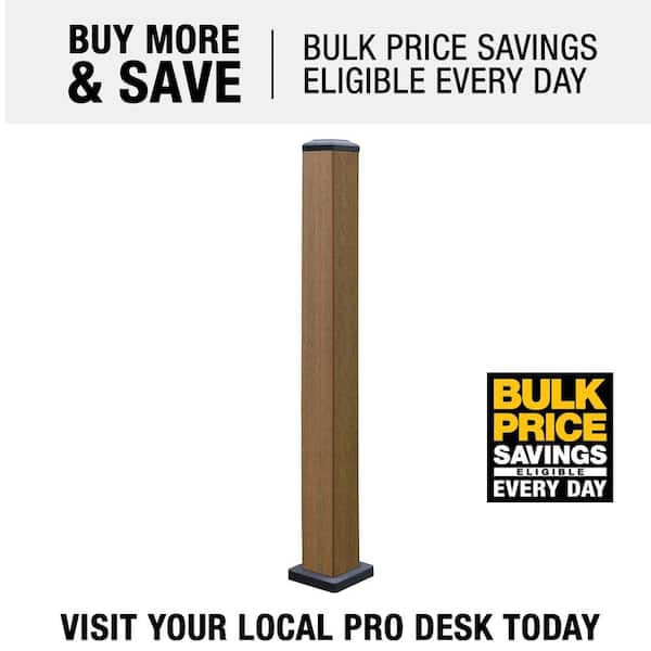 UltraShield 3.7 in. x 3.7 in. x 3.5 ft. Peruvian Teak Composite Hemispheres 3.5 ft. Post Kit