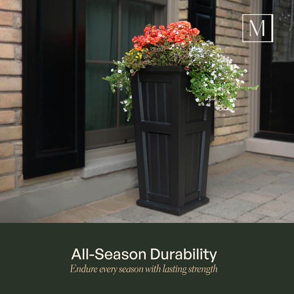 Cape Cod 32" Black Polyethylene Self-Watering Planter