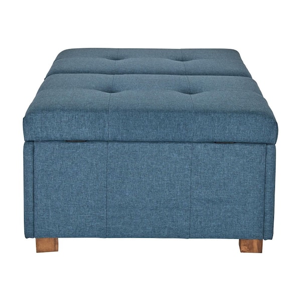 CorLiving Yves Prussian Blue Double Storage Ottoman Bench