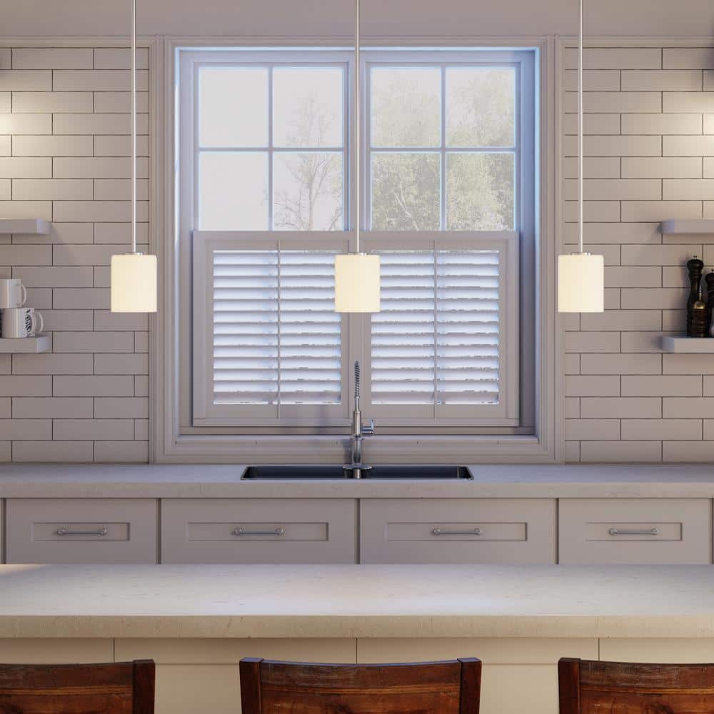Polished Nickel Mini Pendant Light with Etched Glass Shade