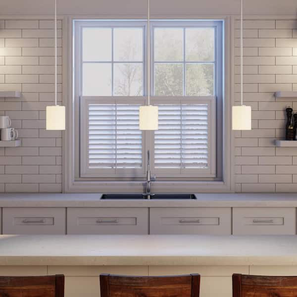 Replay 1-Light Polished Nickel Mini Pendant with Etched White Glass