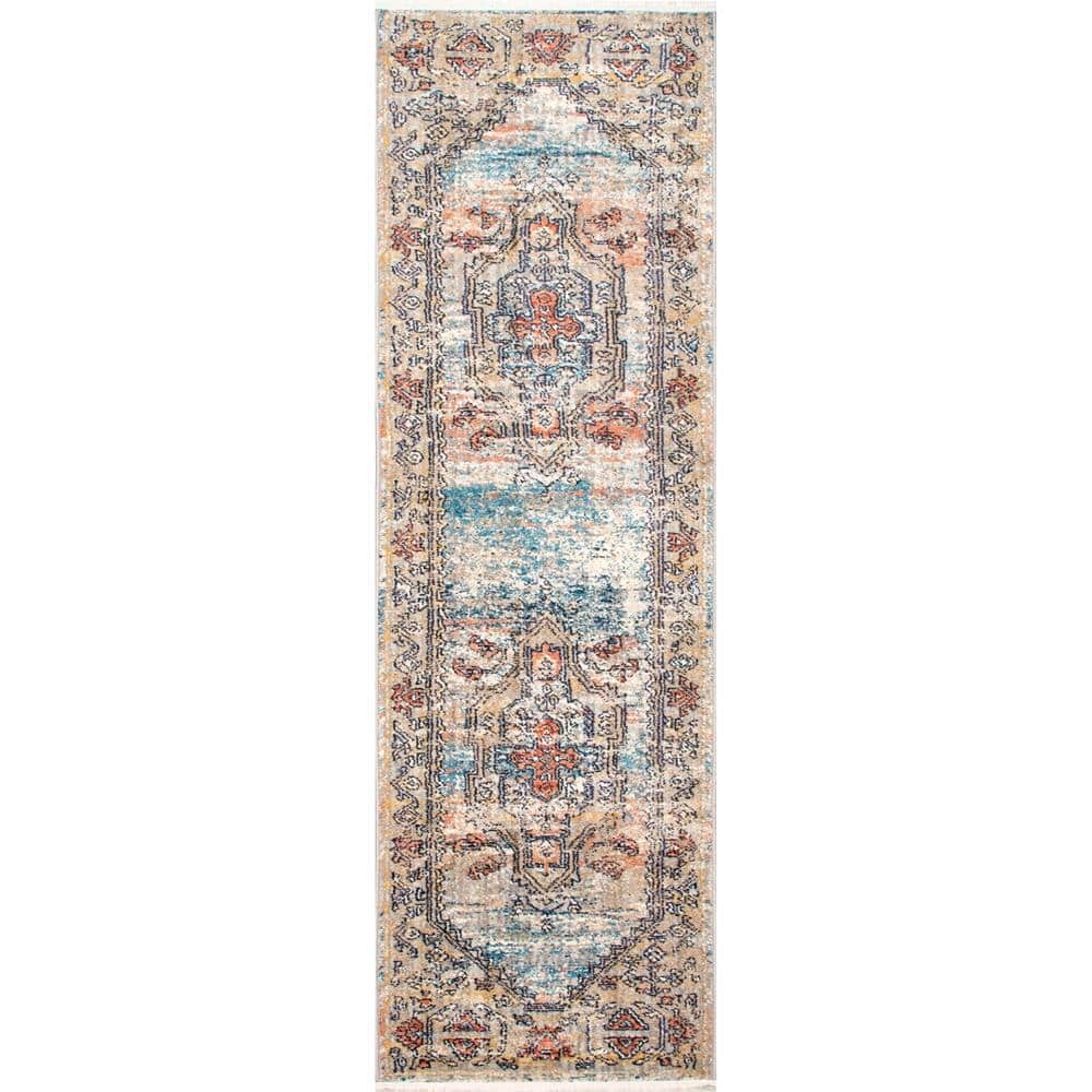 nuLOOM Marley Cardinal Cartouche 2 ft. x 8 ft. Beige Traditional Runner