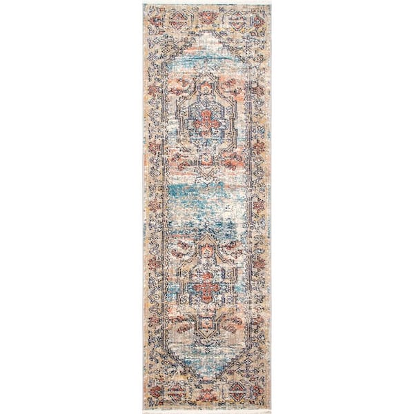 nuLOOM Marley Cardinal Cartouche 2 ft. 6 in. x 6 ft. Beige Traditional Runner Rug