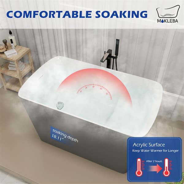 Mokleba 47 in. Acrylic Freestanding Flatbottom Japanese Soaking