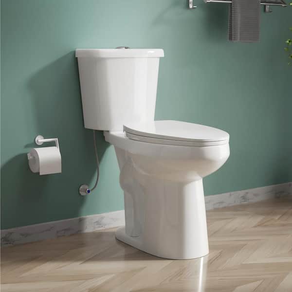 21 in Extra High Toilet White Dual Flush 1.1/1.6 GPF Elongated Bowl 2-Piece Toilet with Seat Included High Efficiency