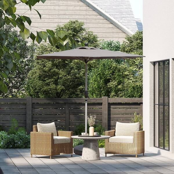 6 ft. Aluminum Market Crank and Tilt Patio Umbrella in Grey