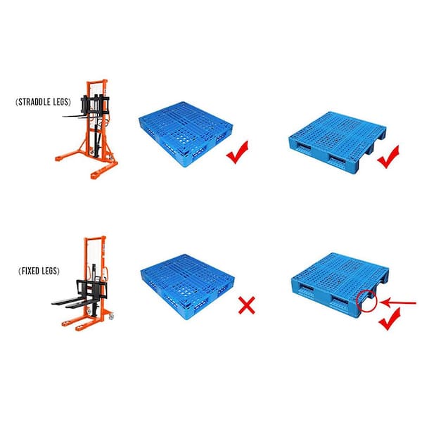 Tory Carrier 1100lb Load Cap. Manual Straddle Stacker W/ Adjustable
