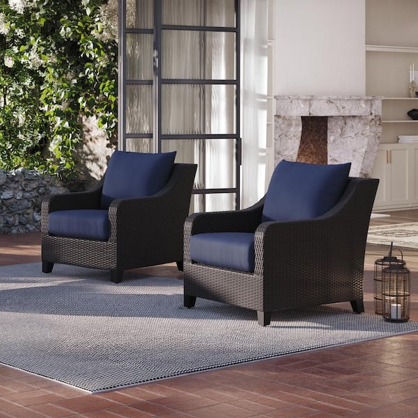 NEW CLASSIC HOME FURNISHINGS New Classic Furniture Skye Wicker Outdoor Lounge Chair with Blue Cushion (2-Pack)