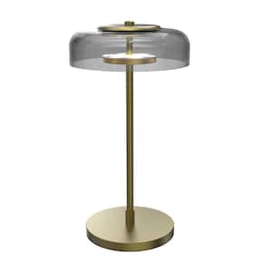 Atmosphere 16.5 in. LED Clear Hooded Shade Bronze Retro Table Lamp