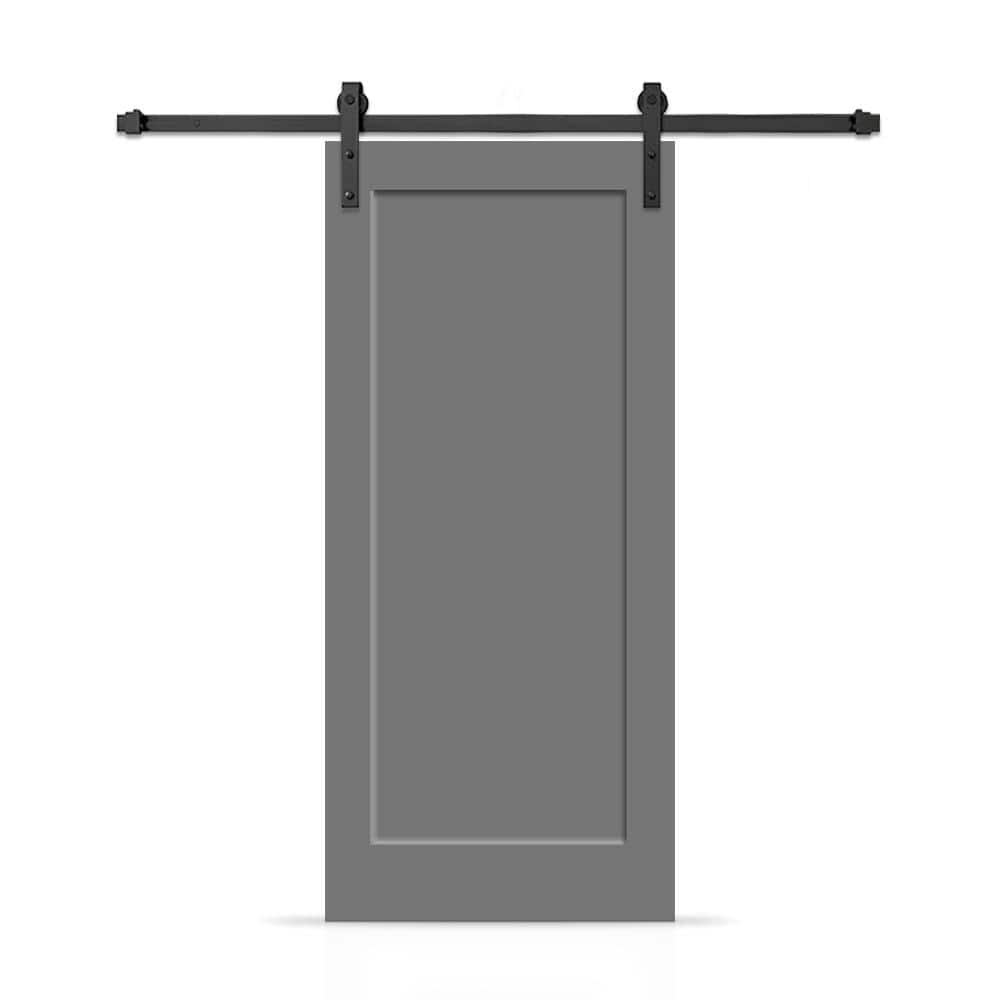 42 in. x 80 in. 1-Panel Shaker Hollow Core Light Gray Painted Composite Interior Sliding Barn Door with Hardware Kit price history on PriceWatchPro