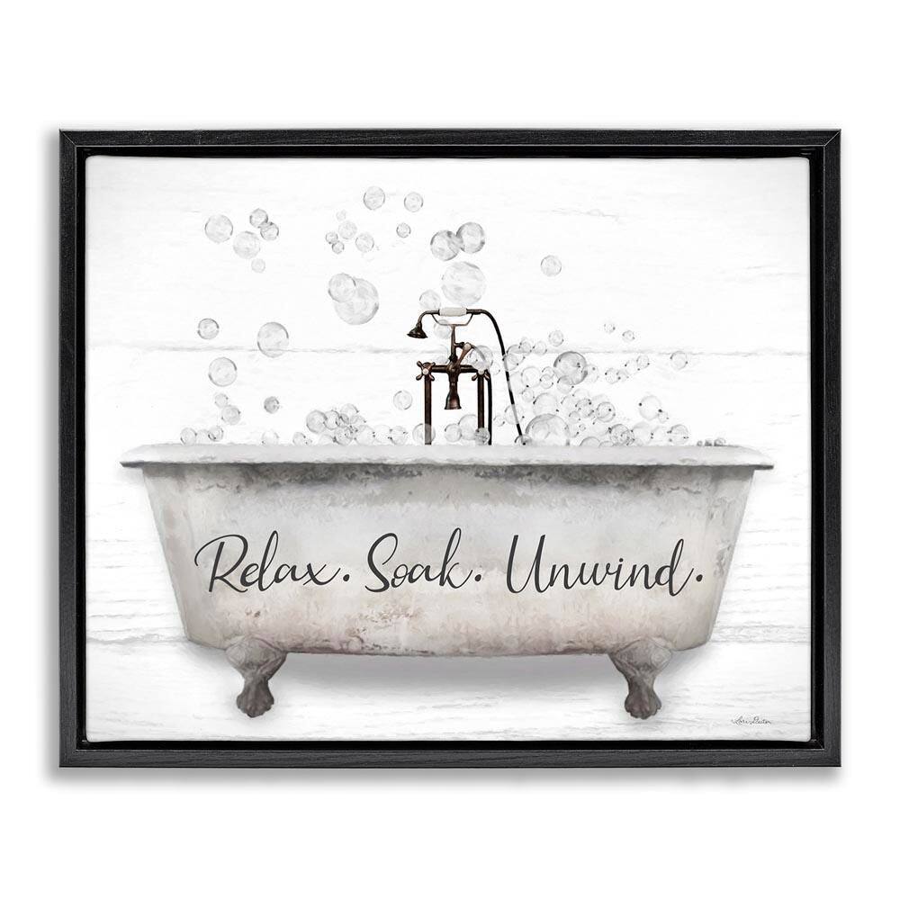 Relax Soak Unwind Bathtub Bubbles by Lori Deiter Black Floater Frame Graphic Art Print Typography 21 in. x 17 in. price history on PriceWatchPro