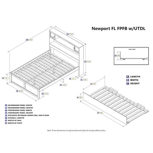 Newport Espresso Full Platform Bed with Flat Panel Foot Board and Twin Size Urban Trundle Bed