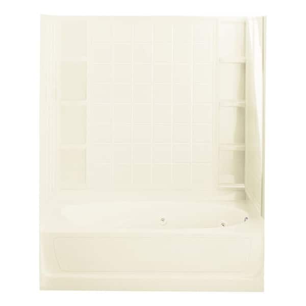 STERLING Ensemble 36 in. x 60 in. x 72 in. Bath and Shower Kit with Right-Hand Drain in Biscuit