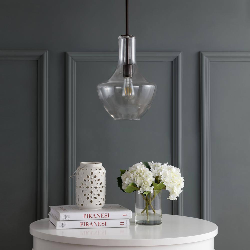 Watts 10.5" Clear Glass and Bronze LED Pendant Light