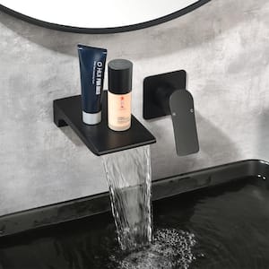Titu Single Handle Wall Mount Bathroom Faucet in Matte Black