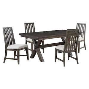 Riverdale 5 Piece Black Wood Dining Room Set with 4 Cushioned Chairs